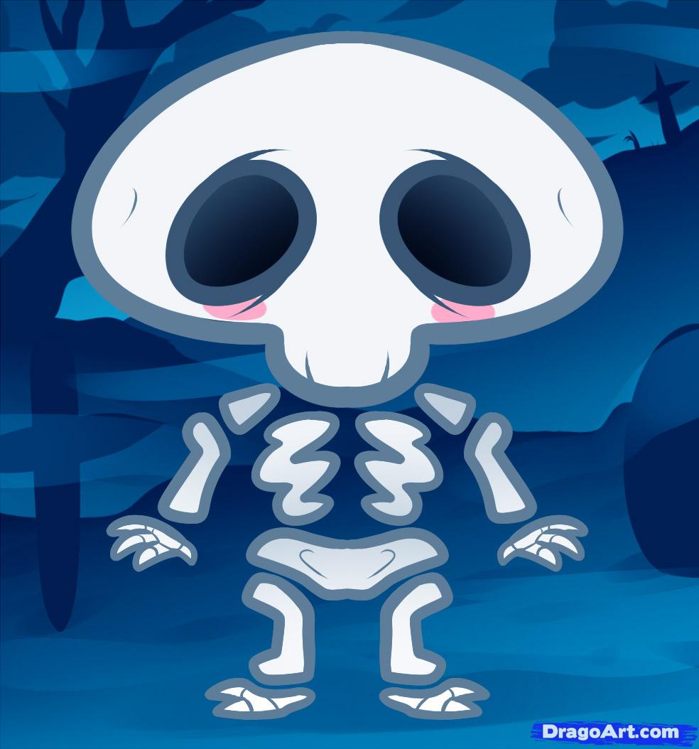 How to Draw a Skeleton for Kids, Step by Step, Halloween, Seasonal ...