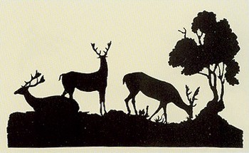 Silhouette by James Edward Austen-Leigh, deer in parkland ...