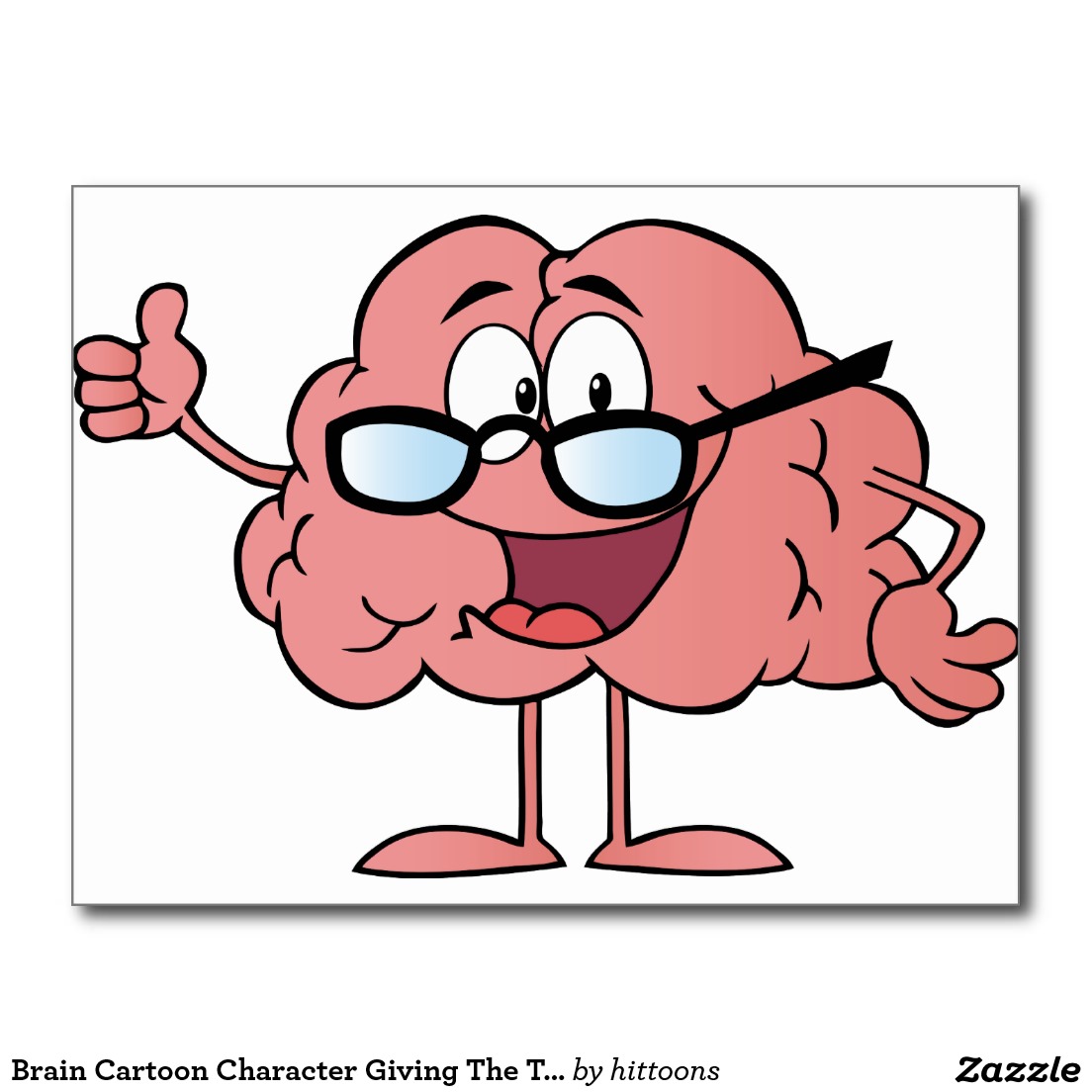 Brain Cartoon Character Giving The Thumbs Up Postcard | Zazzle