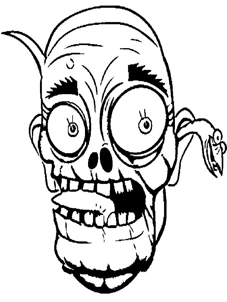 Cartoon Zombie Face Coloring Pages | Coloring Pages