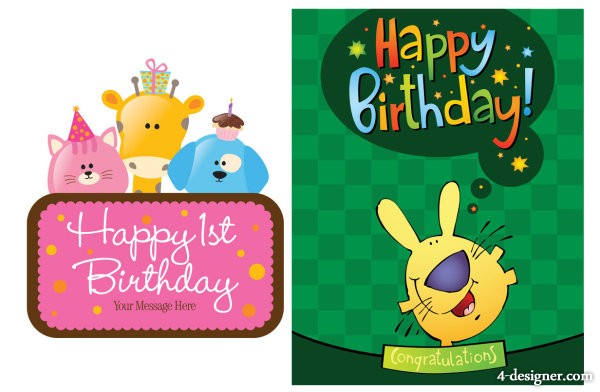 4-Designer | Birthday cards vector material