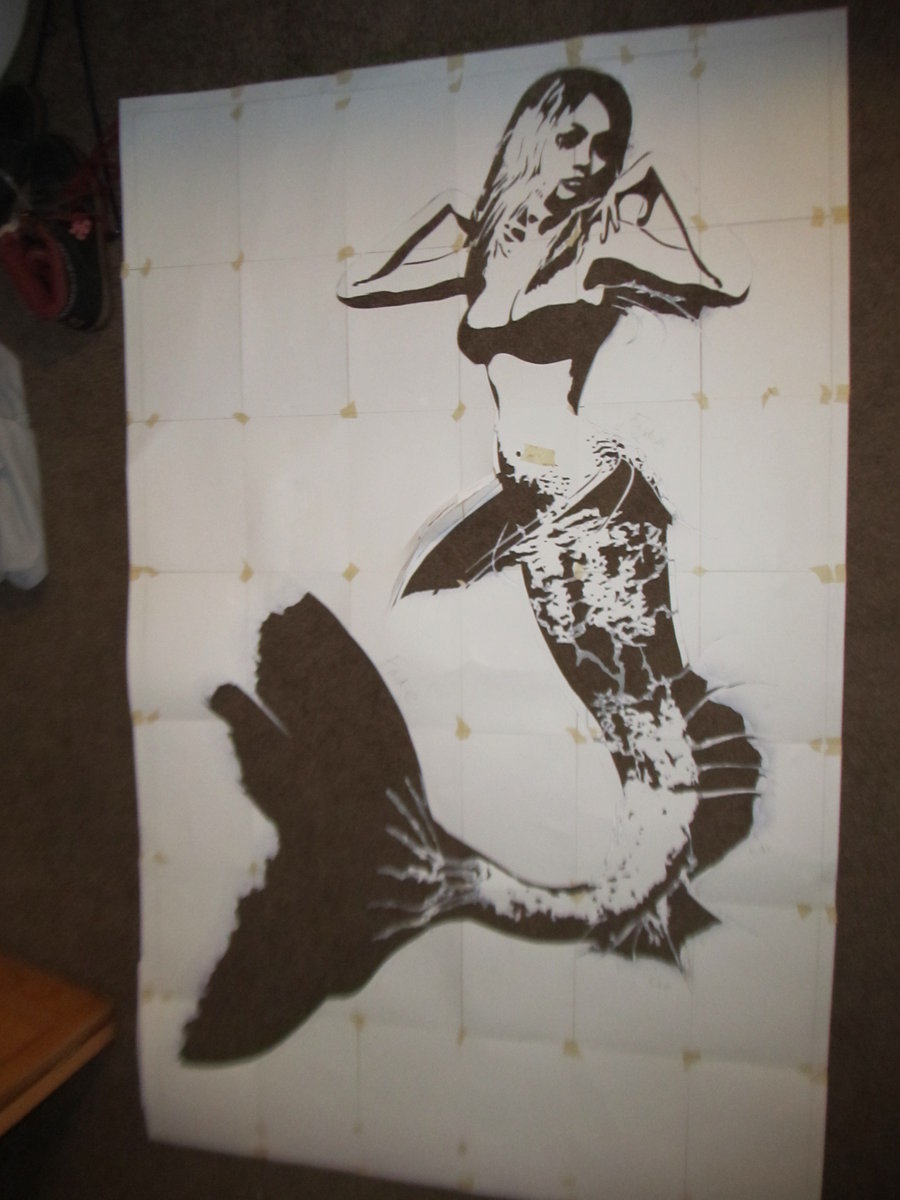 Sexy Mermaid handcut stencil by TheStreetCanvas on DeviantArt