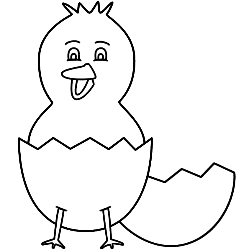 Baby Chick Hatching with Legs - Coloring Page (