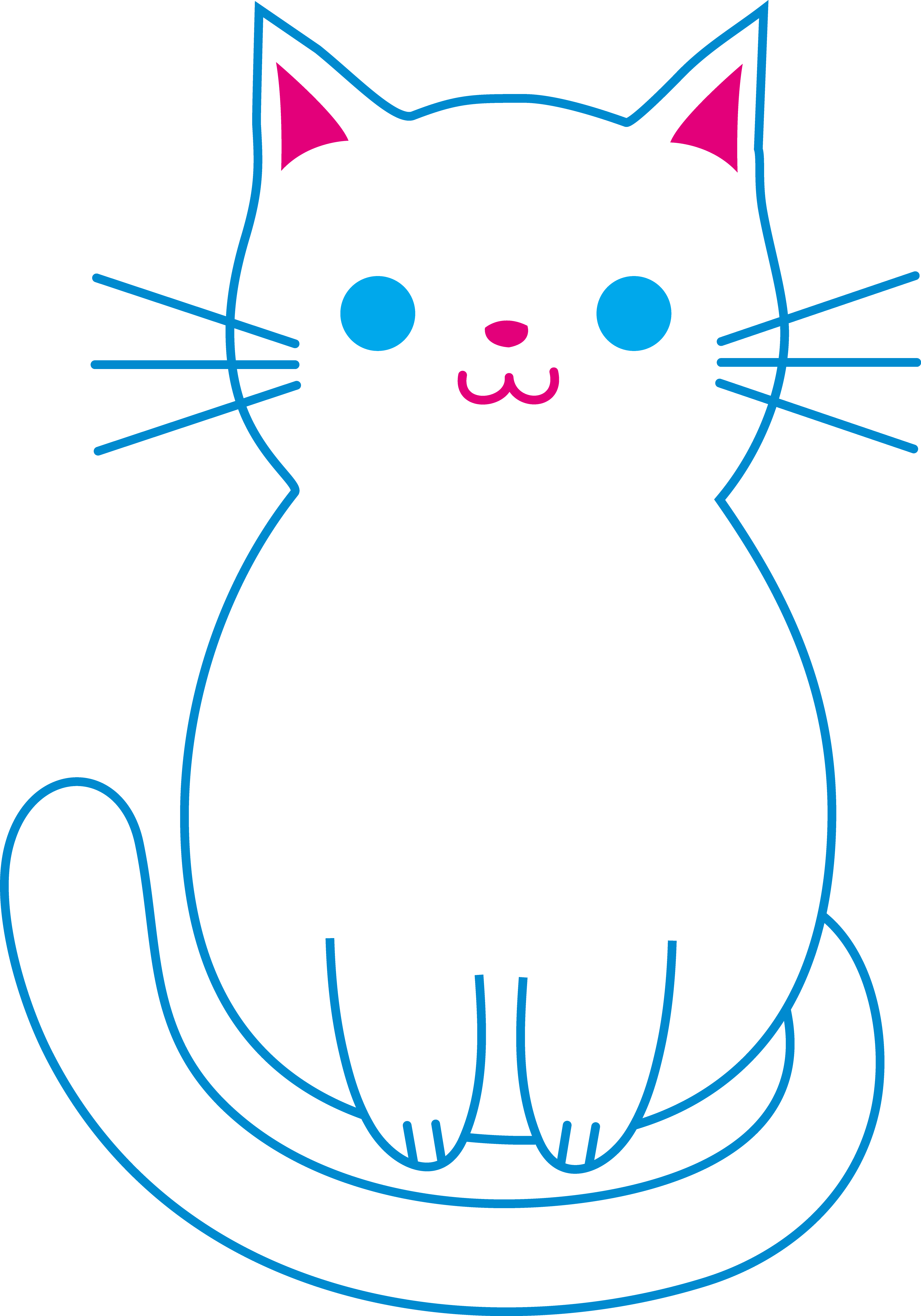 Cute White Cat - Free Clip Art