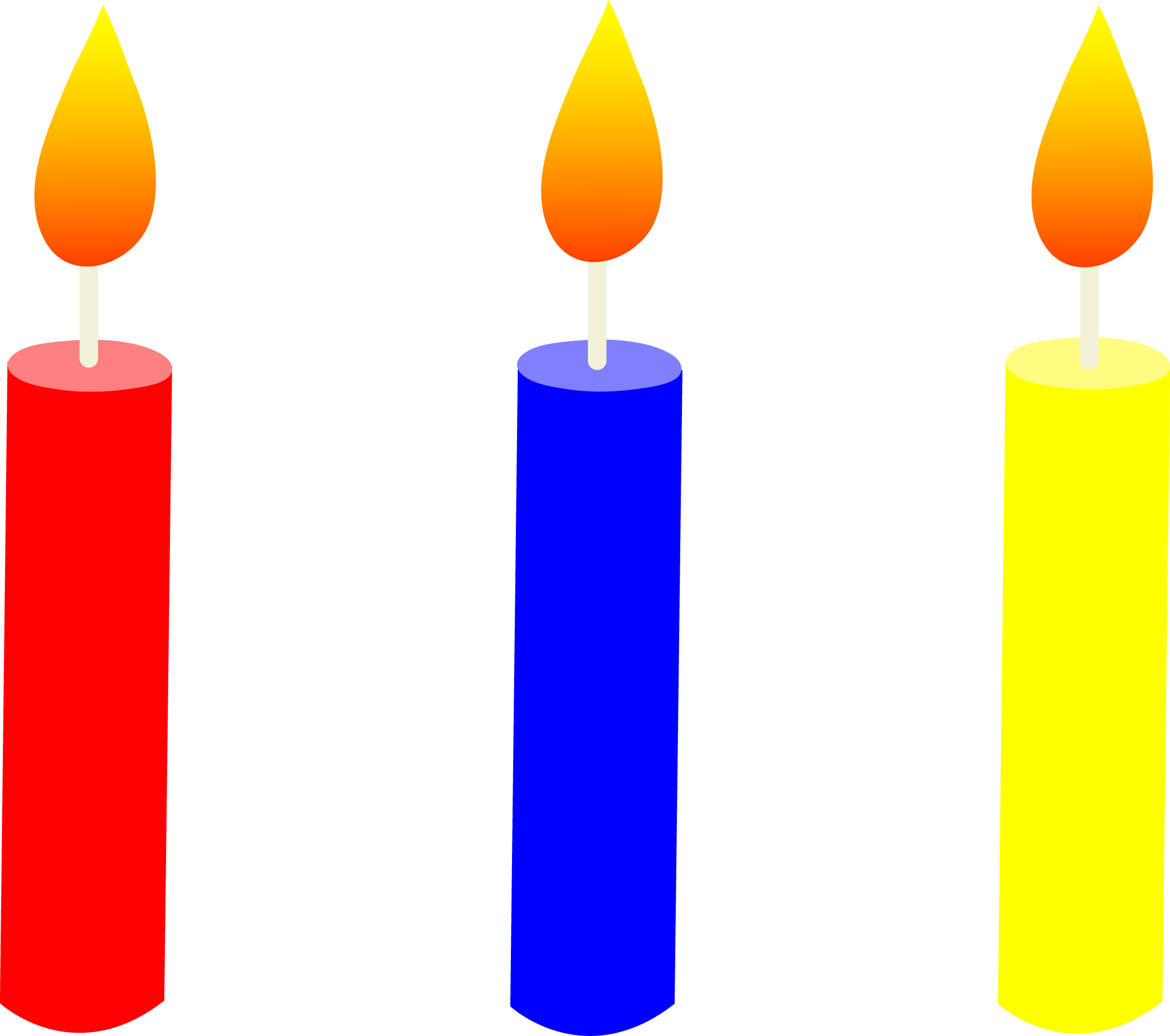 Three Lit Birthday Cake Candles - Free Clip Art