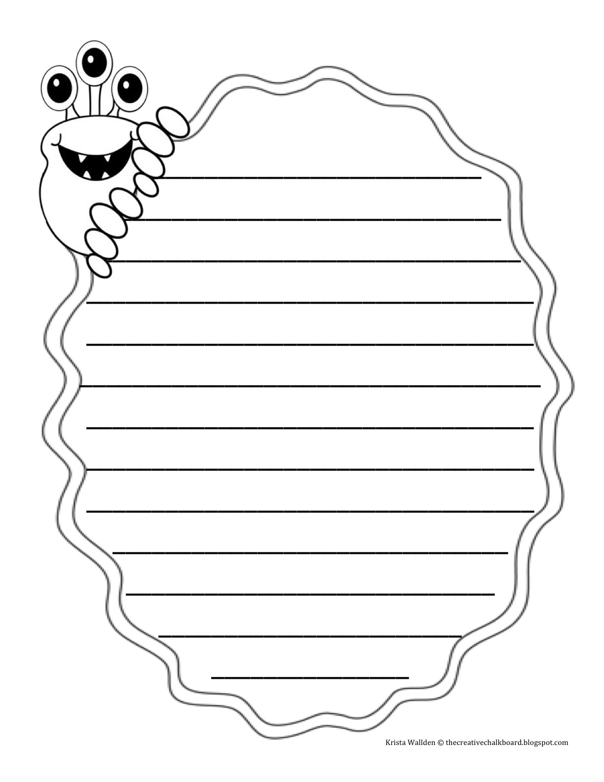 The Creative Chalkboard: Day 2 {Freebie} Monster Writing Pages and ...