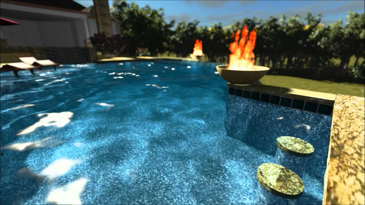 Vanishing-edge swimming pool 3d animation - YouTube