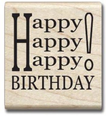 Hampton Art Happy Happy Happy Birthday - Rubber Stamp PS0582
