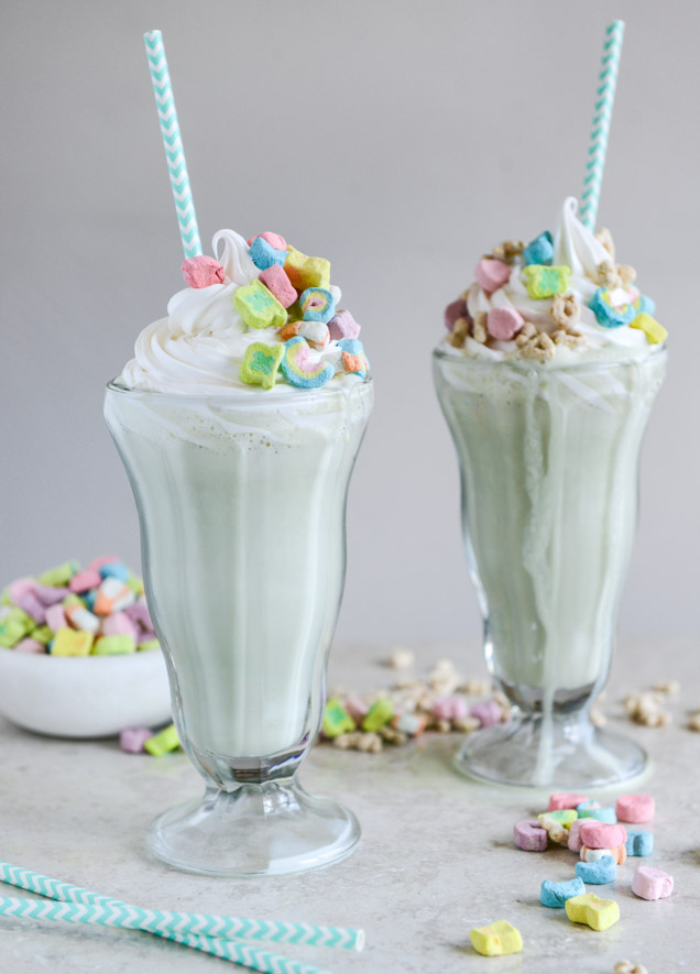 Boozy Lucky Charms Cereal Milkshakes with Marshmallow Frosting ...