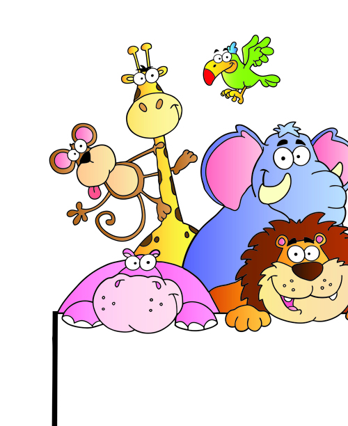 Cute cartoon Animals and billboard vector 03 - Vector Animal free ...