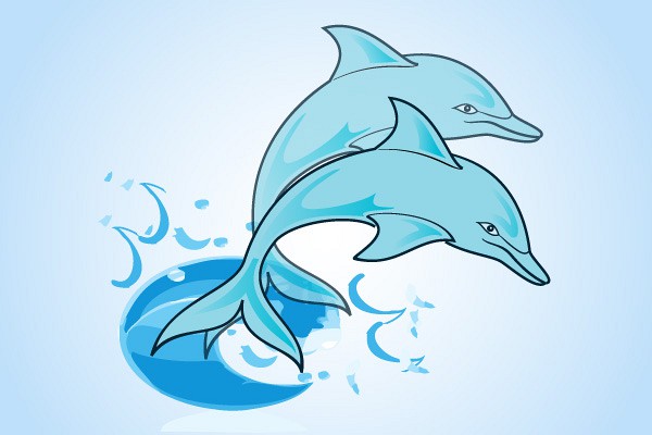Blue Dolphins Vector Graphic | TopVectors.com
