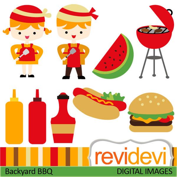 Clipart Backyard BBQ 07386.. Commercial use graphic images clip ...