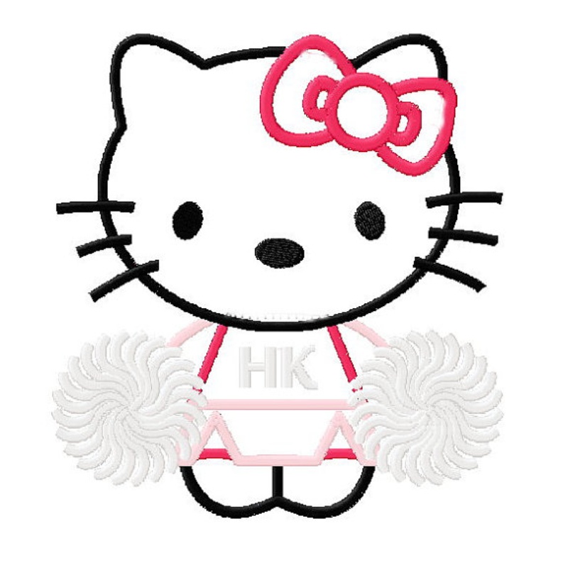 Hello Kitty Cheerleader Applique Machine Embroidery Design In 4 ...