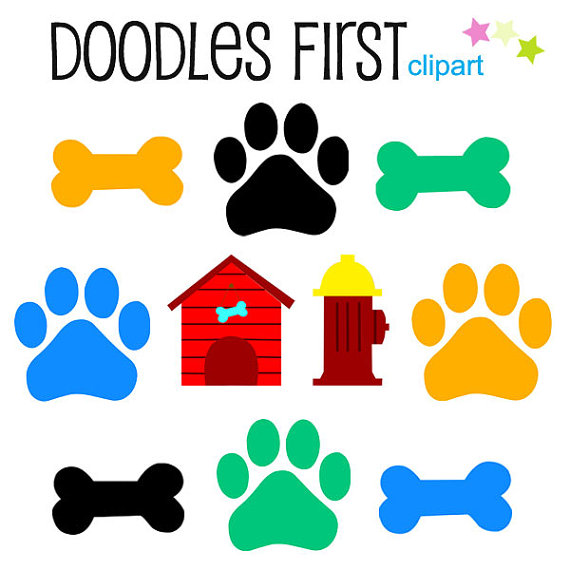 Dog Bones and Paws Digital Clip Art for by DoodlesFirst on Etsy