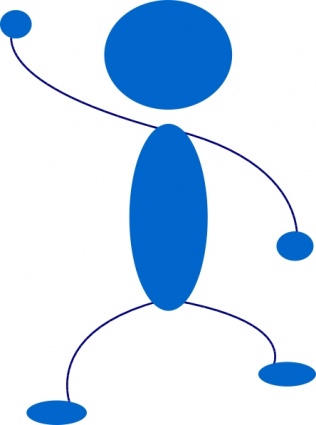 Waving Blue Stick Man clip art - Download free Other vectors