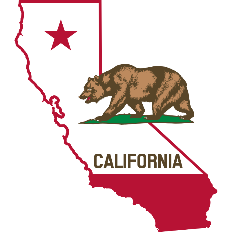 Clipart - California - Outline and Flag