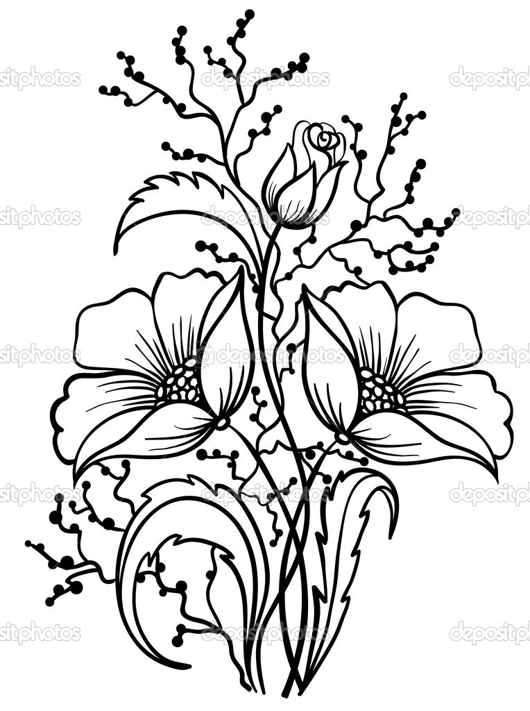 Black And White Flower Drawing | Clipart Panda - Free Clipart Images