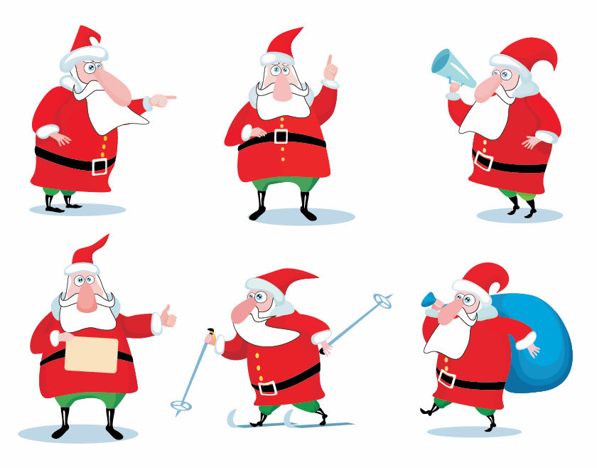 Christmas Santa Claus Vector Set Free Vector / 4Vector