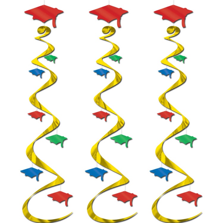 Multi-Color Graduation Cap Whirls (
