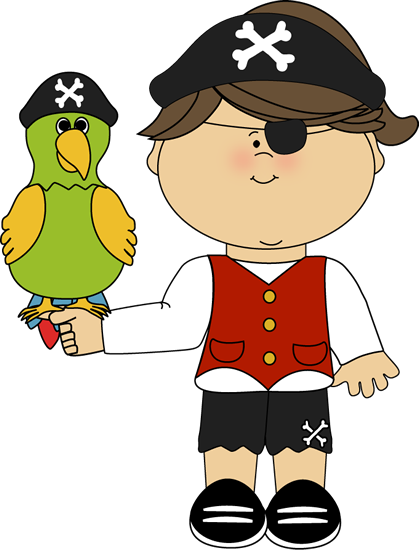 Pirate Girl with a Parrot Clip Art - Pirate Girl with a Parrot Image
