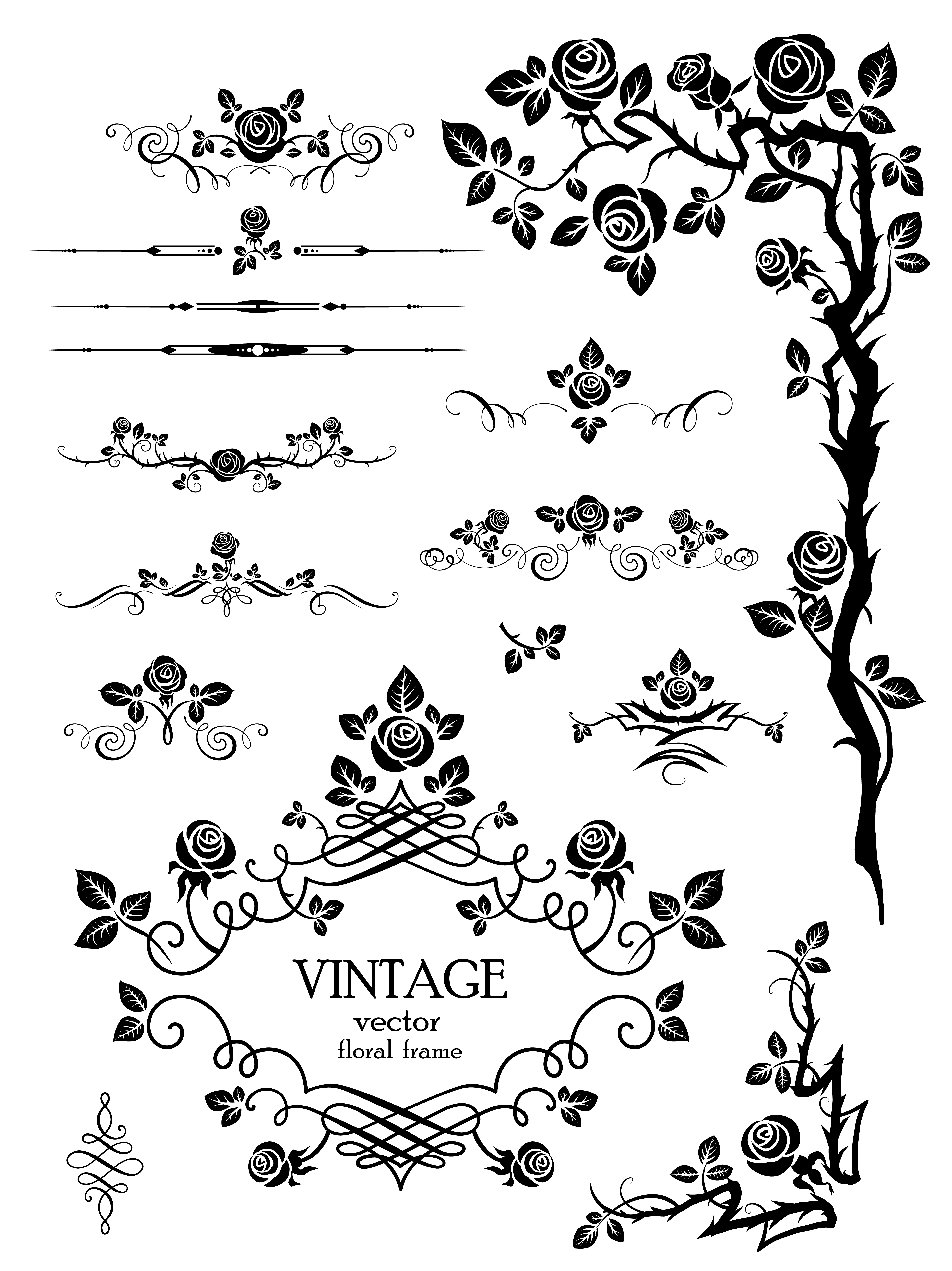 Flowers silhouette lace 03 vector Free Vector / 4Vector