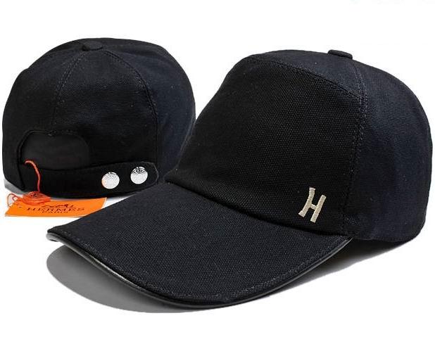 Discount Hermes H Embroideries Baseball Hats Black on sale