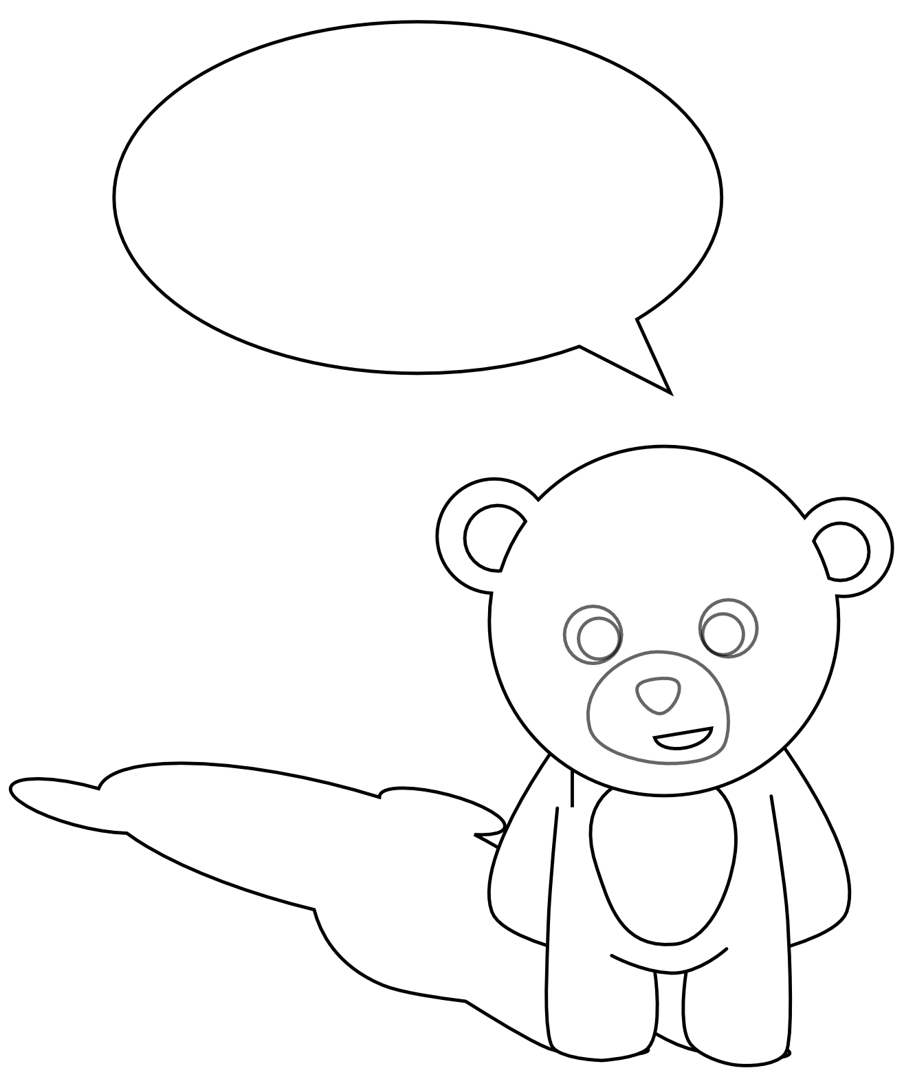 Cute Teddy Bear Black White Line Art Scalable Vector Graphics SVG ...