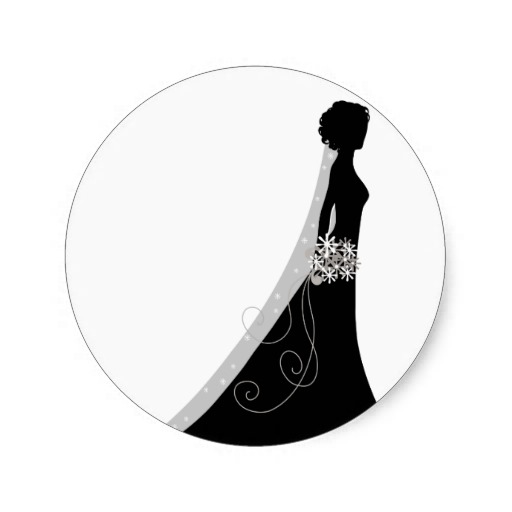 Veiled Bride Silhouette Clipart Wedding Stickers | Zazzle
