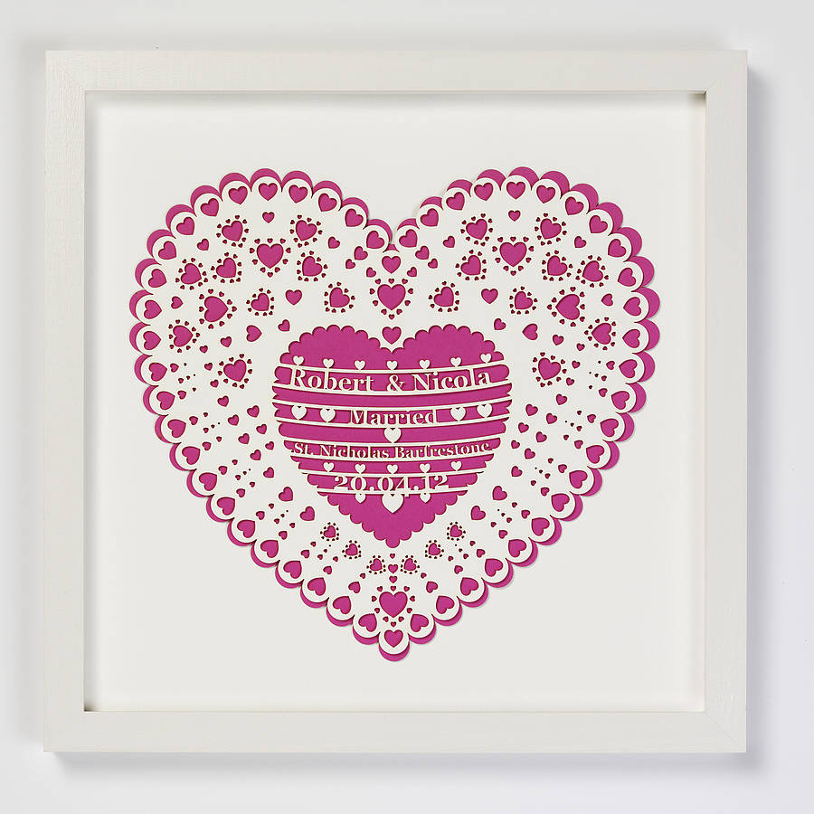personalised laser cut wedding heart by bombus ...