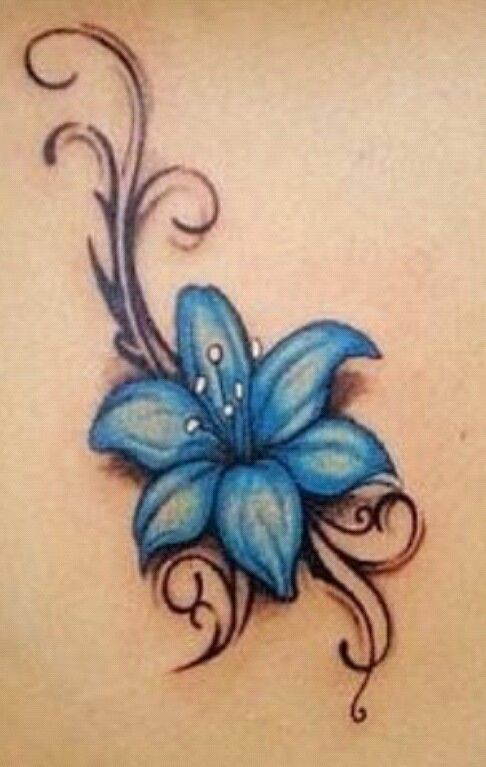 Blue flower tattoo Tattoo | tattoos picture flowers tattoo ...