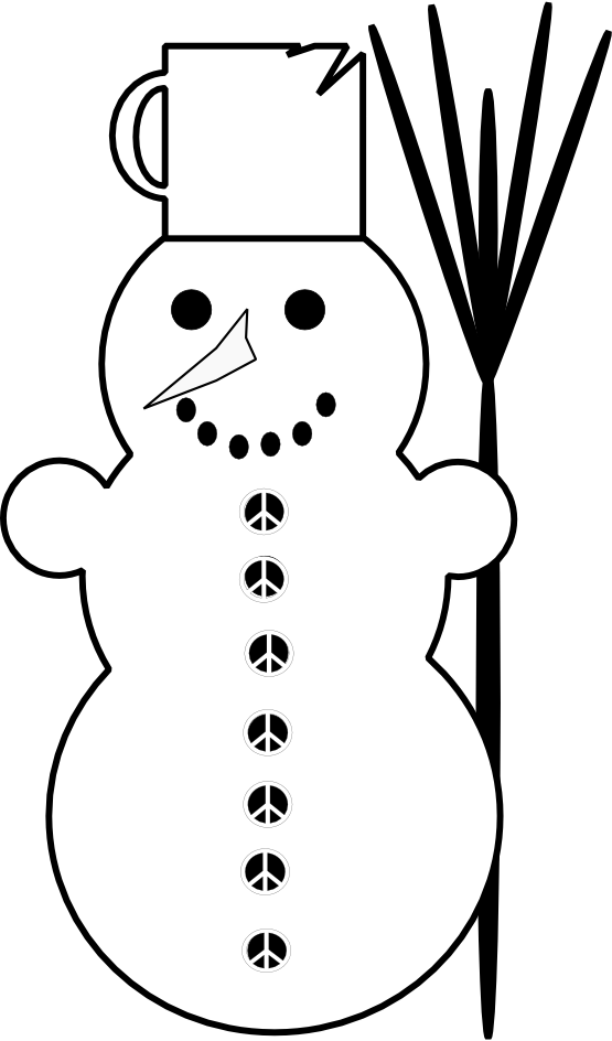 Snowman 2 Black White Line Art Christmas Xmas Peace Symbol Sign ...