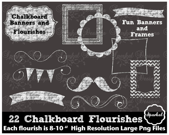 Chalkboard Frames Chalk Clip Art Rustic by SparkalDigitalDesign