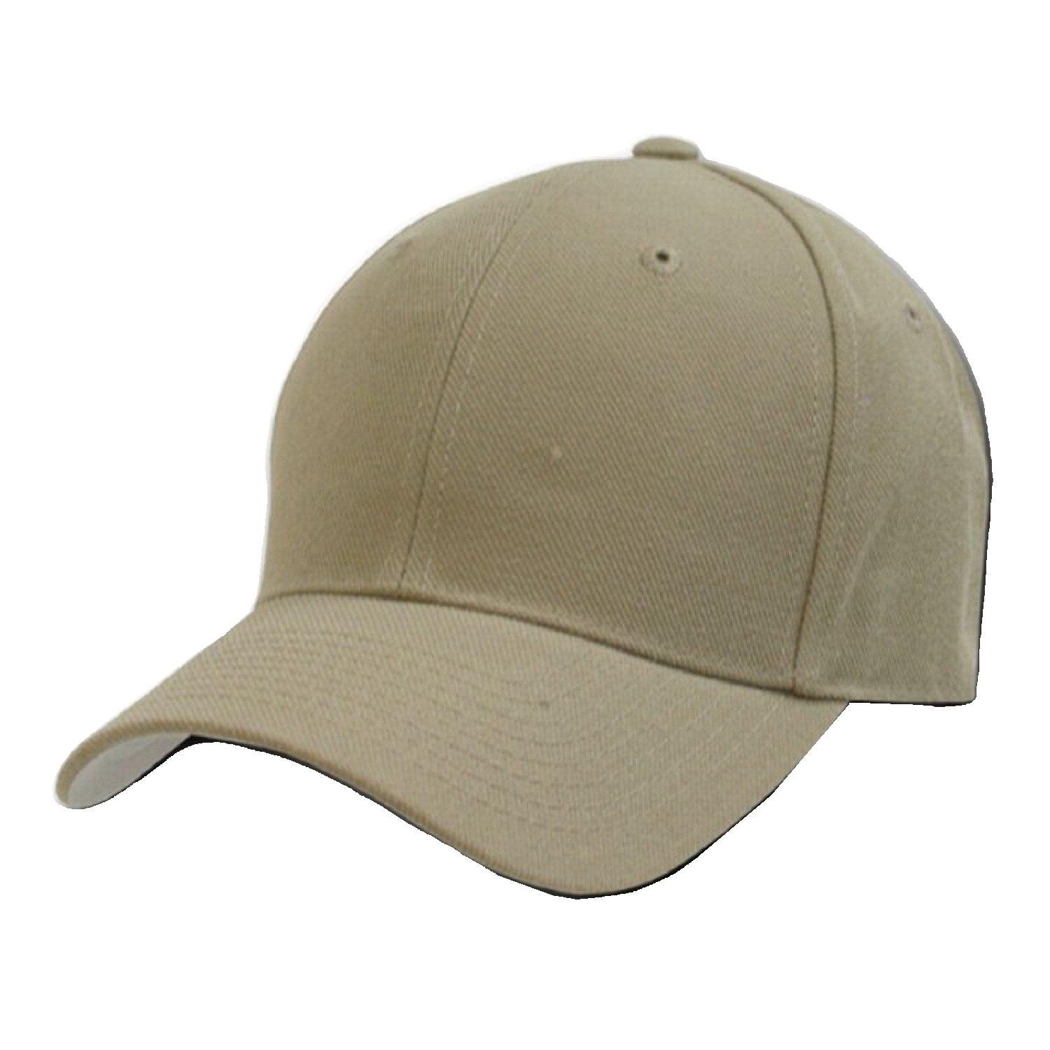 Decky Plain Solid Fitted Baseball Cap Khaki Tan (Size 7 5/8) at ...