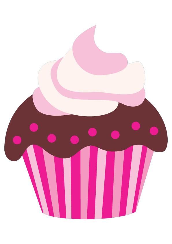 Cute Pink Cartoon Chocolate Cupcake | CLIP ART - CUPCAKES ...