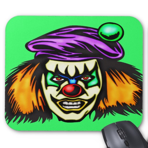 Evil Clown Mouse Pads and Evil Clown Mousepad Designs