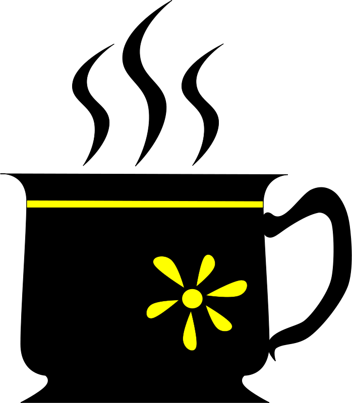 Black Cup With Yellow Flower Clip Art Download