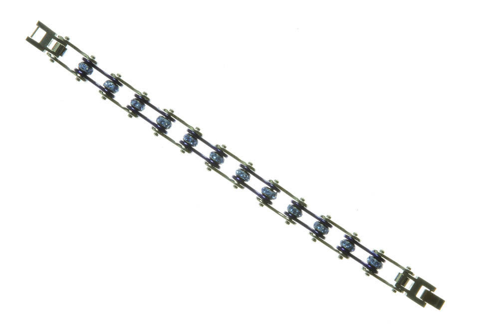 Silver Royal Blue Chain Bracelet with Blue Spinning Crystals