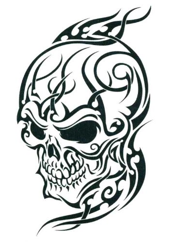 Amazon.com: Black Tribal Skull Temporary Body Art Tattoos 2.5" x ...