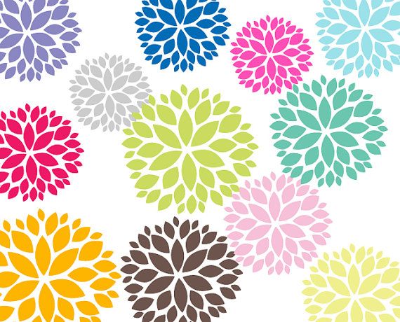 Flowers Clip Art - 12 Blooming Flower Graphics - Personal and ...