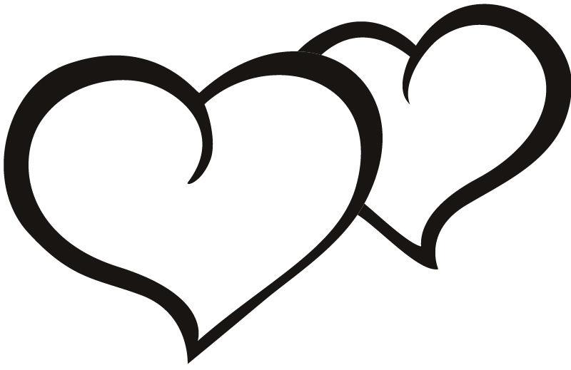 Art Red Heart Outline Two Hearts Cli Black Info Clipart - Free ...