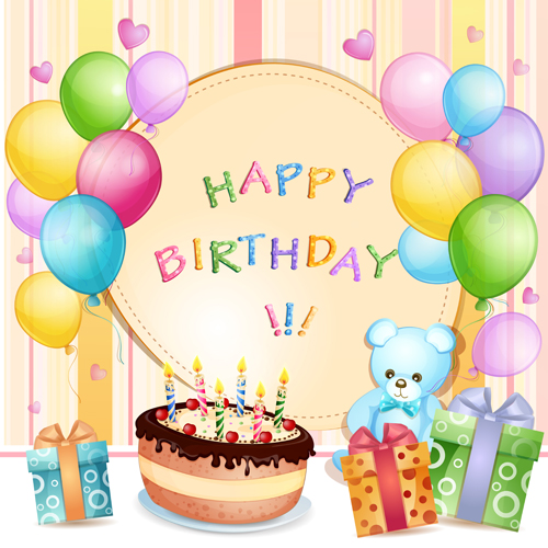Cartoon Birthday cards design vector 01 - Vector Festival free ...