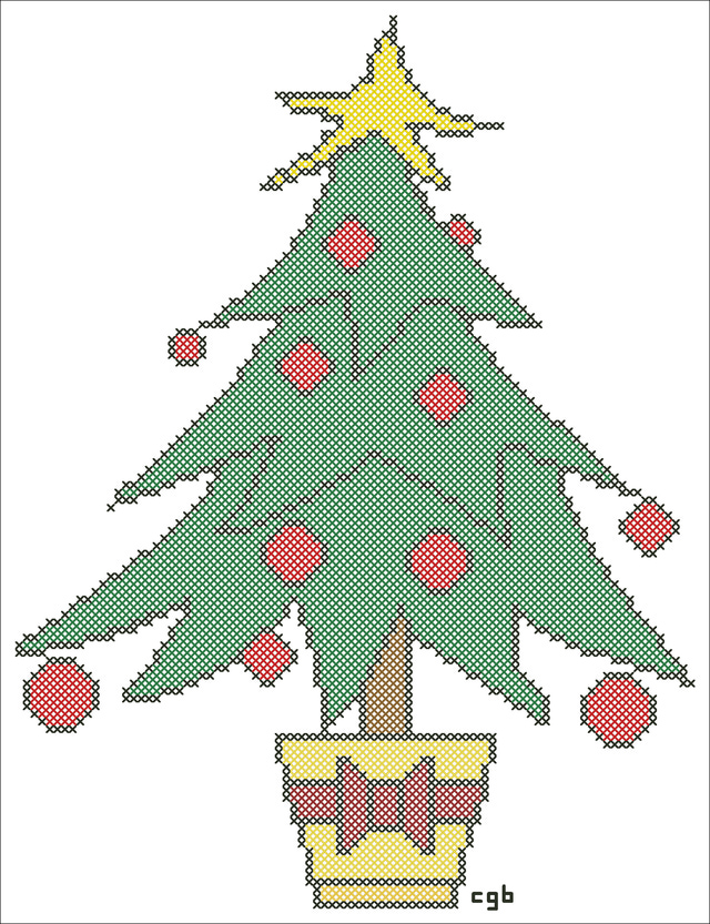 Free Tree And Ornament Cross Stitch Pattern - Cliparts.co