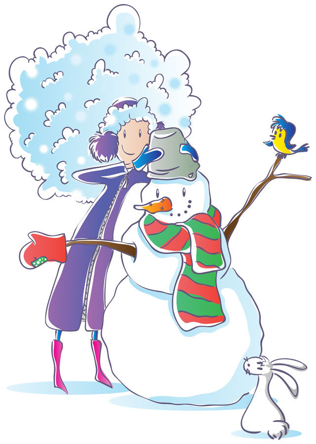 Winter girl and snowman _vector by jkBunny on deviantART