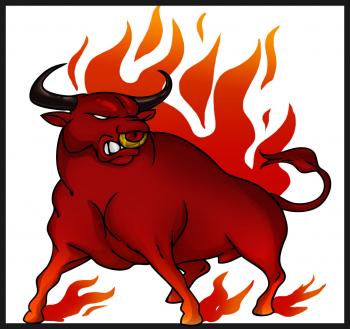 Bullfighter Bull Typical Spanish Vector Illustration Cartoon