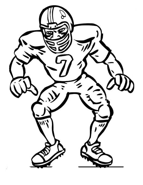 An American Football Player in Defensive Position Coloring Page ...