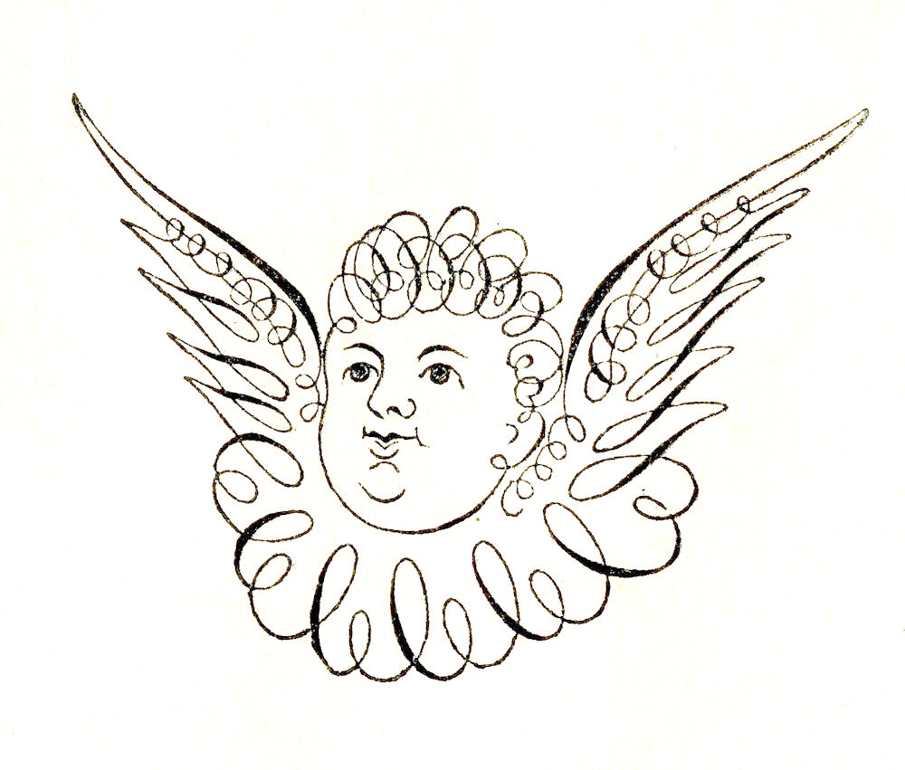 Free Antique Clip Art - Pen Flourished Cherub - The Graphics Fairy