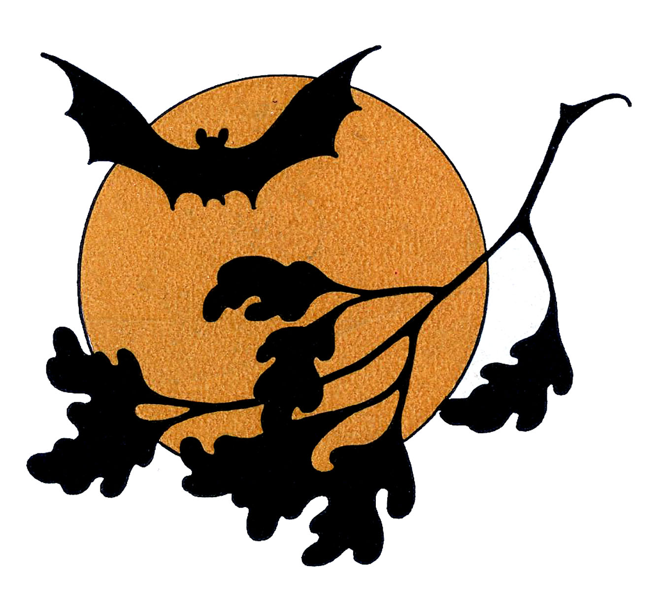 Vintage Halloween Clip Art - Bat with Moon - The Graphics Fairy