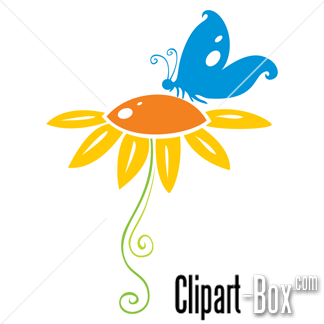 CLIPART BUTTERFLY ON FLOWER ICON | Royalty free vector design