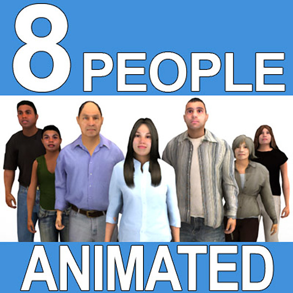 3d animations 8 pre animated people casual model