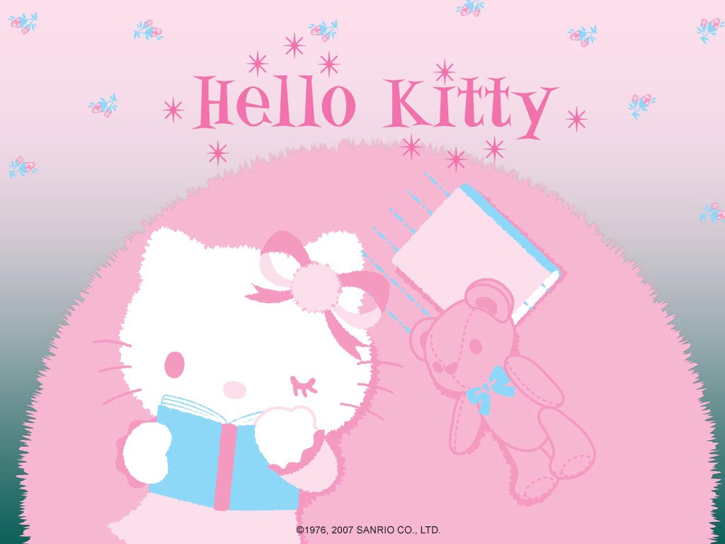 Lovely hello kitty is reading | Hello Kitty Wallpapers
